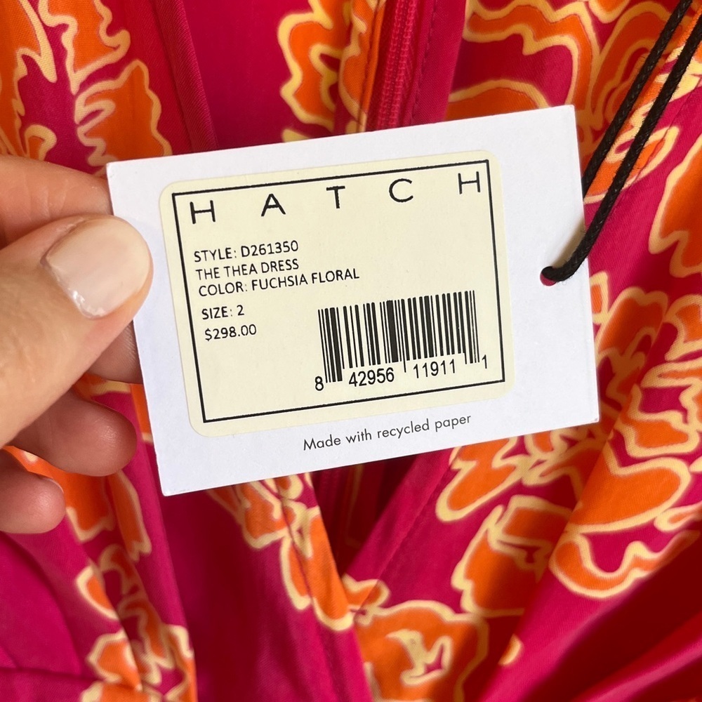NWT Hatch X Revolve Maternity Pink Orange Floral Cutout Midi Thea Dress Sz 8-10 - Picture 8 of 16